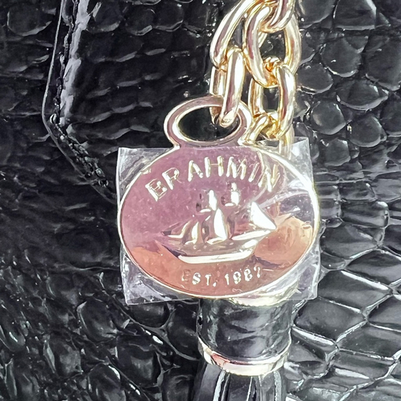 Brahmin NWOT Asher Satchel Black Melbourne Croc Embossed Crossbody - Picture 10 of 10